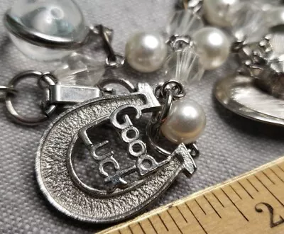 Vintage Silver Tone Charm Bracelet Good Luck Jesus Mustard Seed Medal G73 • $26.99