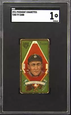 1911 T205 Piedmont Cigarettes Ty Cobb SGC 1 • $830