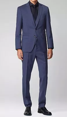 Hugo Boss Men's Slim Fit 'Huge/Genius' Wool Blue 3-Piece Suit 38S • $330