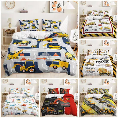 Working Tractor Excavator Big Truck Drilling Truck Doona Duvet Quilt Cover Set • $27.39