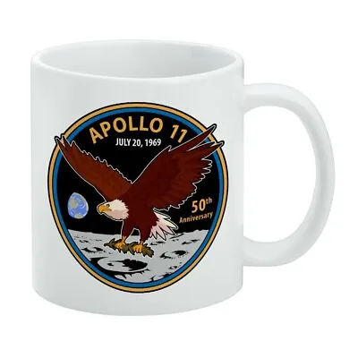 NASA Apollo 11 50th Anniversary Patch With Eagle On The Moon White Mug • $25.68
