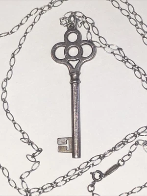 £136.28 • Buy Tiffany & Co.  Large Sterling Silver Key Pendant Necklace On 35” Signed Chain