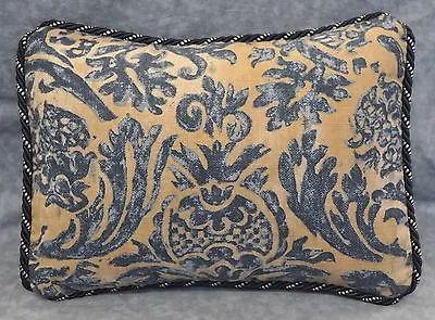 $24.99 • Buy Pillow Made W Ralph Lauren The Landing Batik Damask Blue & Brown Fabric 13 X 10 