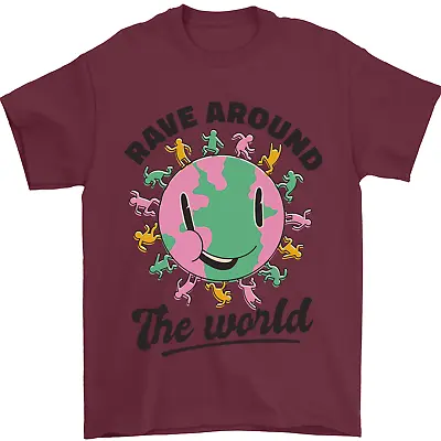 Rave Around The World Dance Music Acid Raver Mens T-Shirt 100% Cotton • $13.04