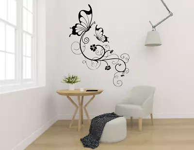 Butterfly Flower Vine Floral Transfer Wall Art Sticker Decal Home Decor FL26 • £12.97