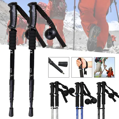 1 Pair Of 3-Section Telescopic Antishock Trekking Walking Poles Hiking Stick NEW • £10.99