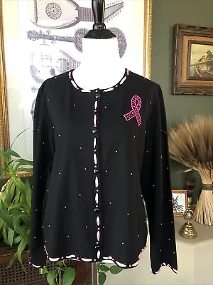 Michael Simon Event Black Pink Knit Jacket Breast Cancer Awareness M NWOTs • $25