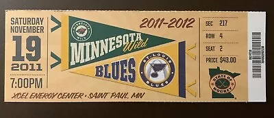 Minnesota Wild 11/19/2011 NHL Ticket Stub Vs St. Louis Blues • $6.95