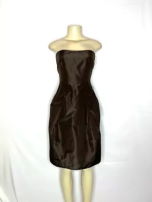 J Crew Chocolate Brown Silk  Taffeta Strapless Fully Lined Dress Size 12 • $49.99