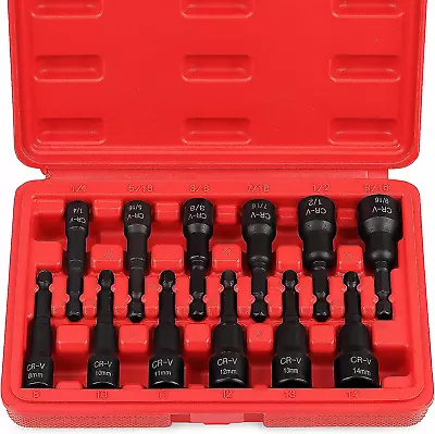 12-Piece Magnetic Nut Driver Set - Premium Impact Power Hex Nut Driver Drill Bit • $24.99