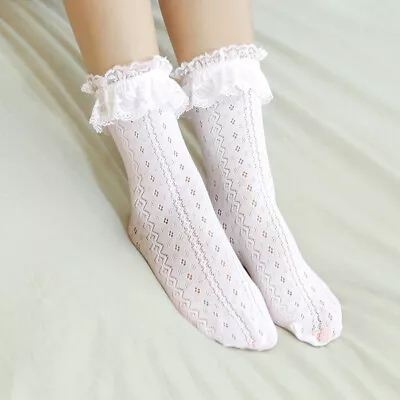 1/2/5 Pairs Ladies Lace Socking Hollow Out Frilly Ruffle Lolita Socks Cute Sweet • $15.94