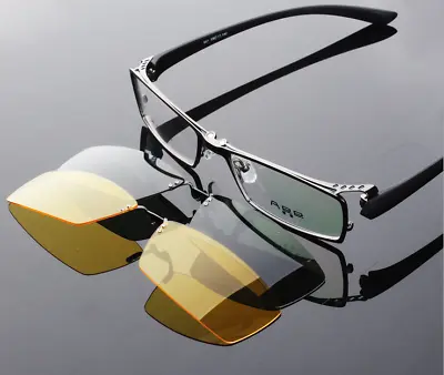 2pcs Polarized Magic Clip-on Sunglasses Full- Rim Eyeglasses Frames Driving 3in1 • $20.99