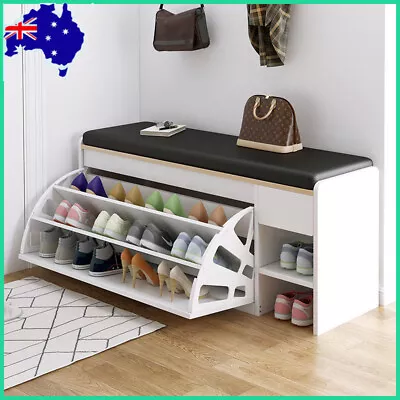 $109.88 • Buy  Bench Slipper Shoe Storage Sitable Rack Organiser Wooden Shelf Cupboard Box 