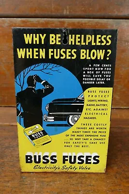 Vintage Original 1950s Automobile BUSS Fuses Metal Countertop Store Display Sign • $99.95