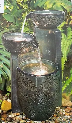 £119.99 • Buy Water Feature Cascading Fountain Garden Lights Waterfall Ceramic Bird Bath