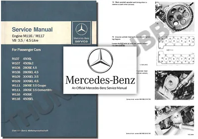 Mercedes M116 M117 V8 Service Workshop Manual W108 W109 W111 R107 W116 USB Stick • $18.19
