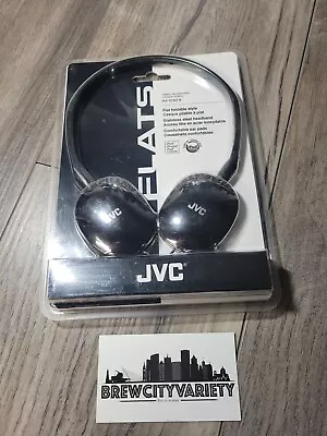 JVC Black Foldable  Flat On Ear Adjustable HA-S160-B Headphones 4 Foot Length • $21.99