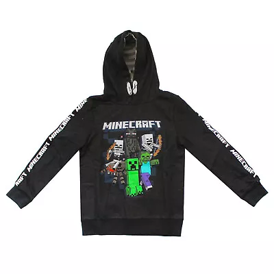 Kids Boys Minecraft Grey Creeper Steve Hooded Top Age 7-16 Years • £9.99