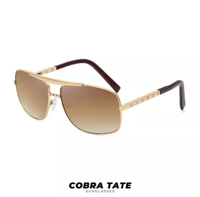 UPS Shipping Men Gold Gradient Brown Lens Sunglasses Andrew Tate Top G Celebrity • $39