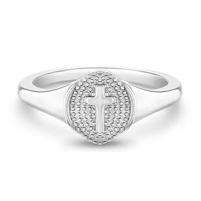 925 Sterling Silver Size 2-5 Little Signet Cross Ring Band For Toddlers To Girls • $20