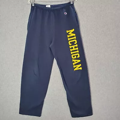 Michigan Wolverines Men Activewear Pants Small Blue Sweatpants Champion Logo • $23.88