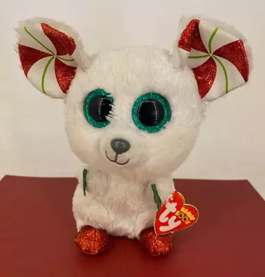 TY ☆ BEANIE BOOS☆ TySilk Christmas / Xmas Mouse - CHIMNEY - Soft Toy Plush • $14