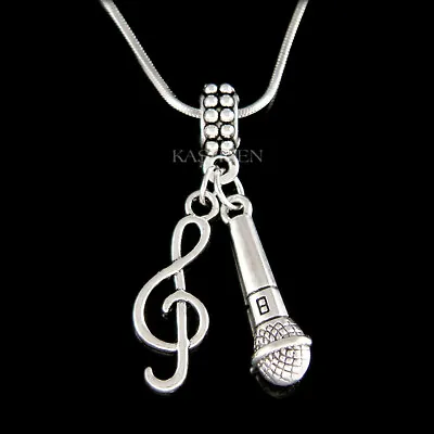 Microphone Vocal Band Singer Singing Treble Clef Music Note Necklace Jewelry New • $54