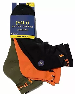 Polo Ralph Lauren Performance 3-Pair Men's Quarter Socks XL (12-17)  5738 • $21.99