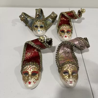 La Maschera Del Galeone Masks Jester W/ Bells Italy Lot Of 4 Miniature 6” Masks • $45