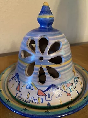 Mosca Vietri Italian Pottery Art Unique 2pc Luminary Candle Holder Hand Painted • $39