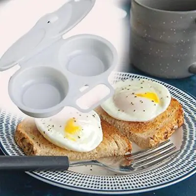 Microwave Double Cup Egg Cooker Steamer Perfect Eggs Cookware Poacher Y5E0 • £2.12