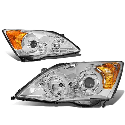 Fit 2007-2011 Honda CRV Chrome Housing Amber Corner Projector Headlight/Lamp Set • $153.88