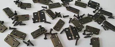 £4.29 • Buy 10x Tiny Brown Hinges Door Wooden Jewellery Cigar Box Cabinet Chest Doll House