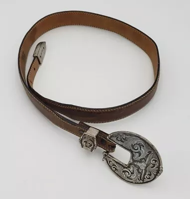 $29.99 • Buy Tony Lama Western Men's Belt Leather Brown Size 32 Brahma Bull Design On Buckle
