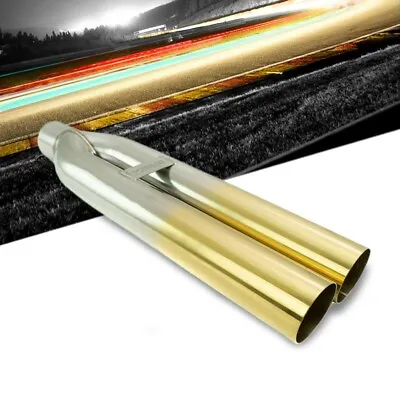 Megan 3  Dual Tube Straight Burnt Gold Universal VIP Blast Exhaust Muffler Tip • $108.55