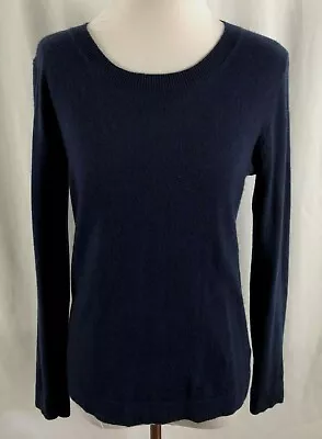 J Crew Women Sweater Pullover Navy Blue Cotton Wool Nylon Long Sleeves Small • $17.99