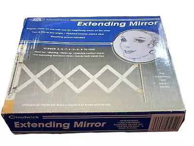 Vintage Chrome Extending Mirror 2-Sided Wall-Mount By Chadwick 1992 (NIB) • $79.99