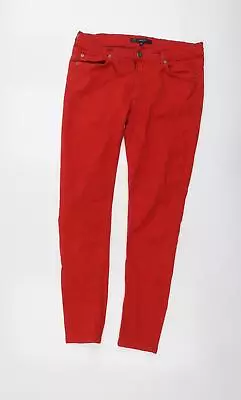 Oasis Womens Red Cotton Skinny Jeans Size 14 L28 In Regular Button • £6