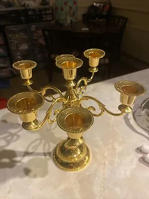 7 Arms Gold Plated Candelabra 27cm High • £30