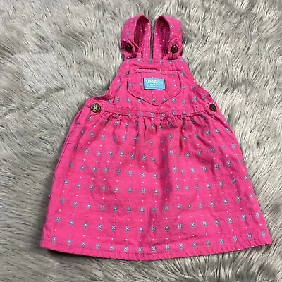 Vintage Toddler Girls Oshkosh Bgosh Pink Blue Floral Jumper Dress • $25
