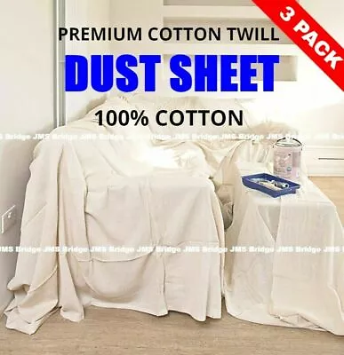 Cotton  Dust Sheets Heavy Duty Cotton Twill Professional Decorating Large • £23.59