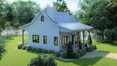 Custom Tiny Cabin House 1 Bedroom And 1 Bathroom Plans With CAD File • £28.94