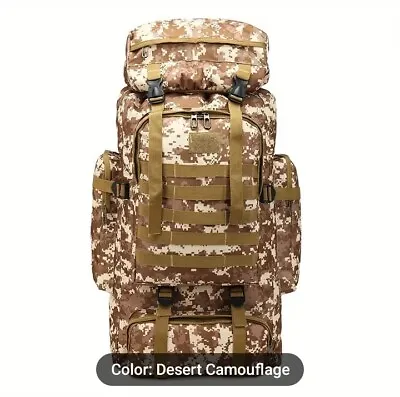 Mountaineering Bag Military Tactical Backpack Hiking Camping 80L Waterproof Camo • $25.99