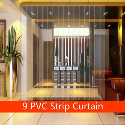 $54.52 • Buy 9 PVC Plastic Clear Strip Curtain Freezer/Door Window Hanging Rail Kit Shop Mall