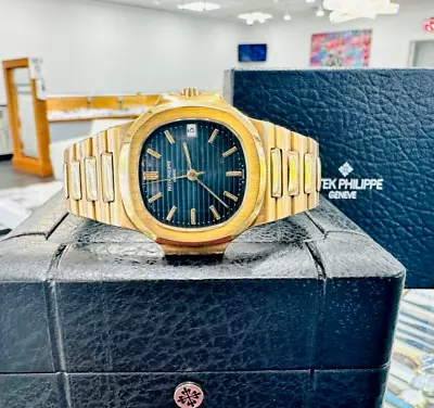 £65974.33 • Buy Patek Philippe Nautilus 3800J 18K Yellow Gold Blue Dial Watch Box & Papers