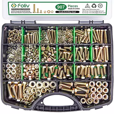 907Pcs Grade 8.8 Metric Bolt Assortment M4 M5 M6 M8 Heavy Duty Bolts And Nuts K • $67.48