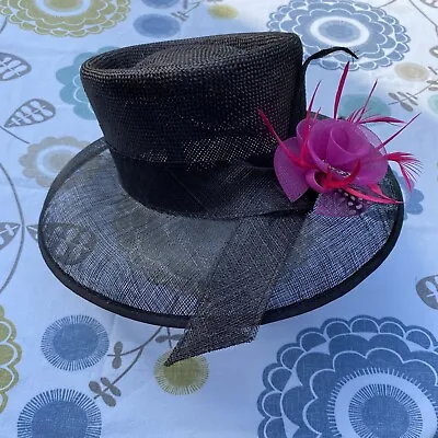 £27 • Buy M&S Smart Brown Pink Pin 100% Straw Hat Trim Wedding Races Mother Of Bride Party