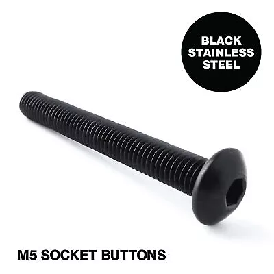 M3 M4 M5 M6 M8 A2 Black Stainless Hex Socket Button Head Allen Key Bolt Screws • £2.50