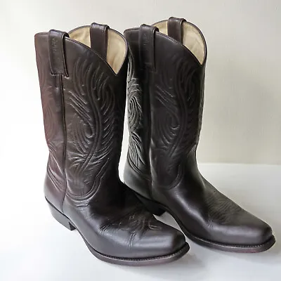 £65 • Buy Authentic Sancho Cowboy Calf Length Boots With Over Buckles Size UK 8 BROWN
