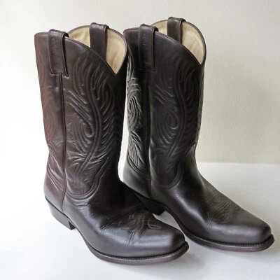 £65 • Buy Authentic Sancho Cowboy Calf Length Boots With Over Buckles Size UK 8 BROWN